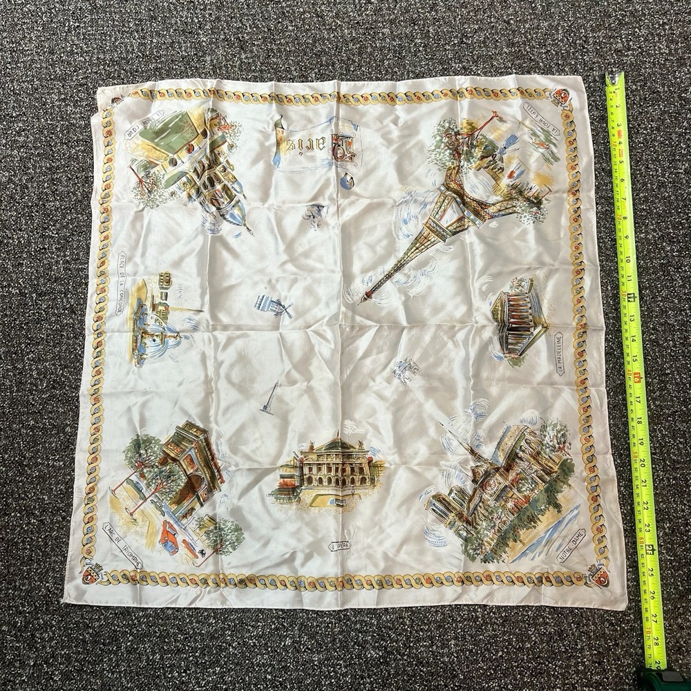 True Vintage 1970s Silk Hankerchief Headwrap Scarf Designer Rare Notre Dame